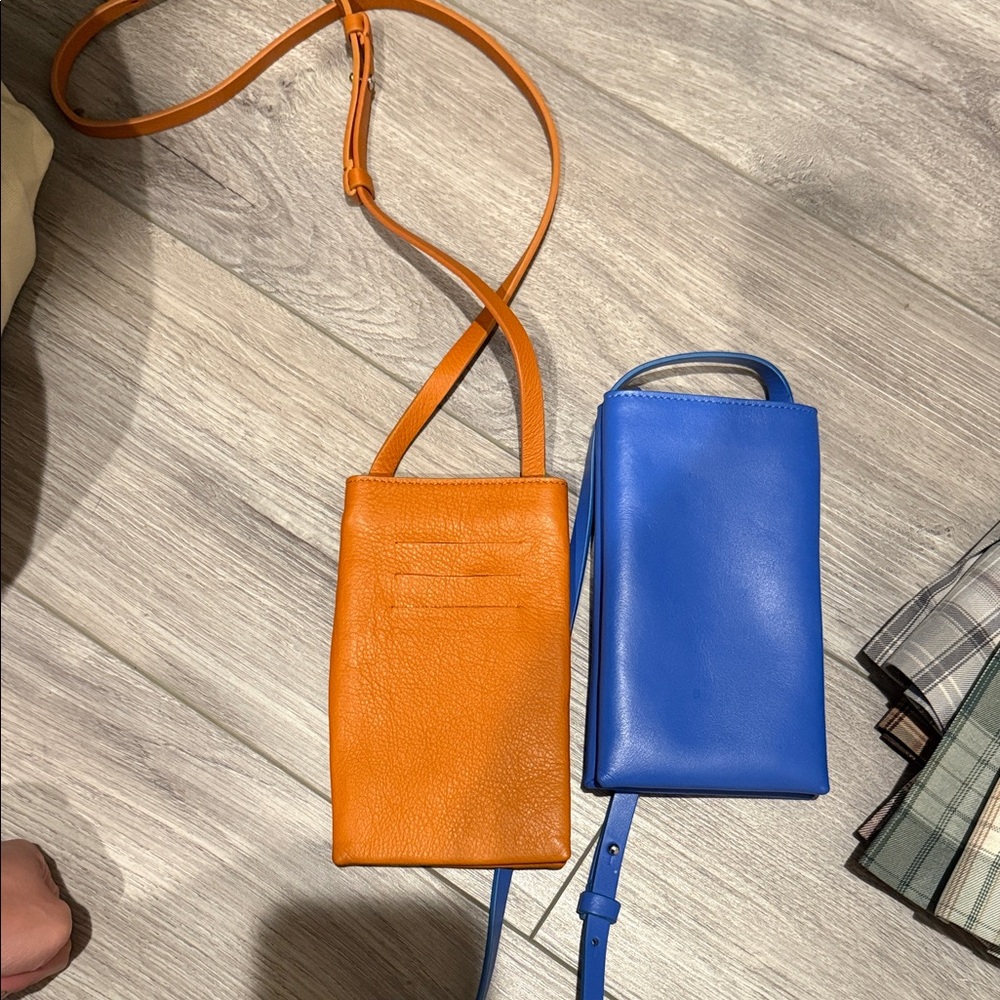 COS Orange and Blue leather Crossbody Bags for phone and cards